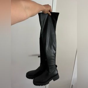 Zara faux leather knee high chunky boot